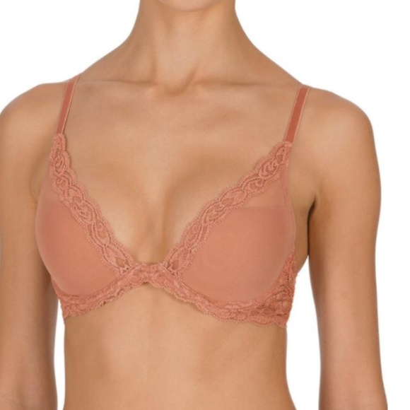 Natori Other - Natori Feathers Plunge Bra Lace Mauve Pink
